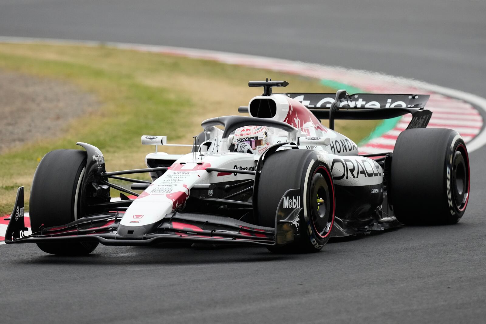 Red Bull driver Max Verstappen of the Netherlands steers his car during the Japanese Formula One Grand Prix at the Suzuka Circuit in Suzuka, central Japan, Sunday, April 6, 2025. (AP Photo/Hiro Komae)