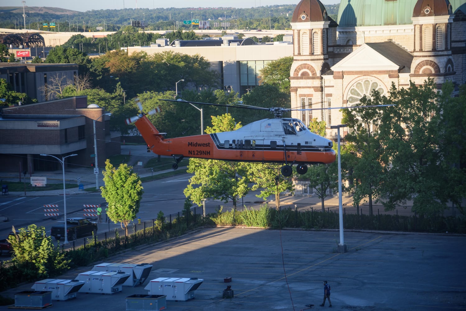PHOTOS: Dayton Arcade helicopter delivery