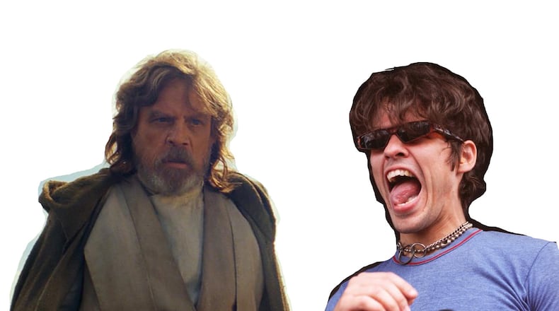 Cut outs of Mark Hamill as Luke Skywalker in 'The Last Jedi' and Tim Taylor, lead singer for Brainiac, pictured in 1995 at Lollapalooza. Taylor was killed in a car accident in 1997.