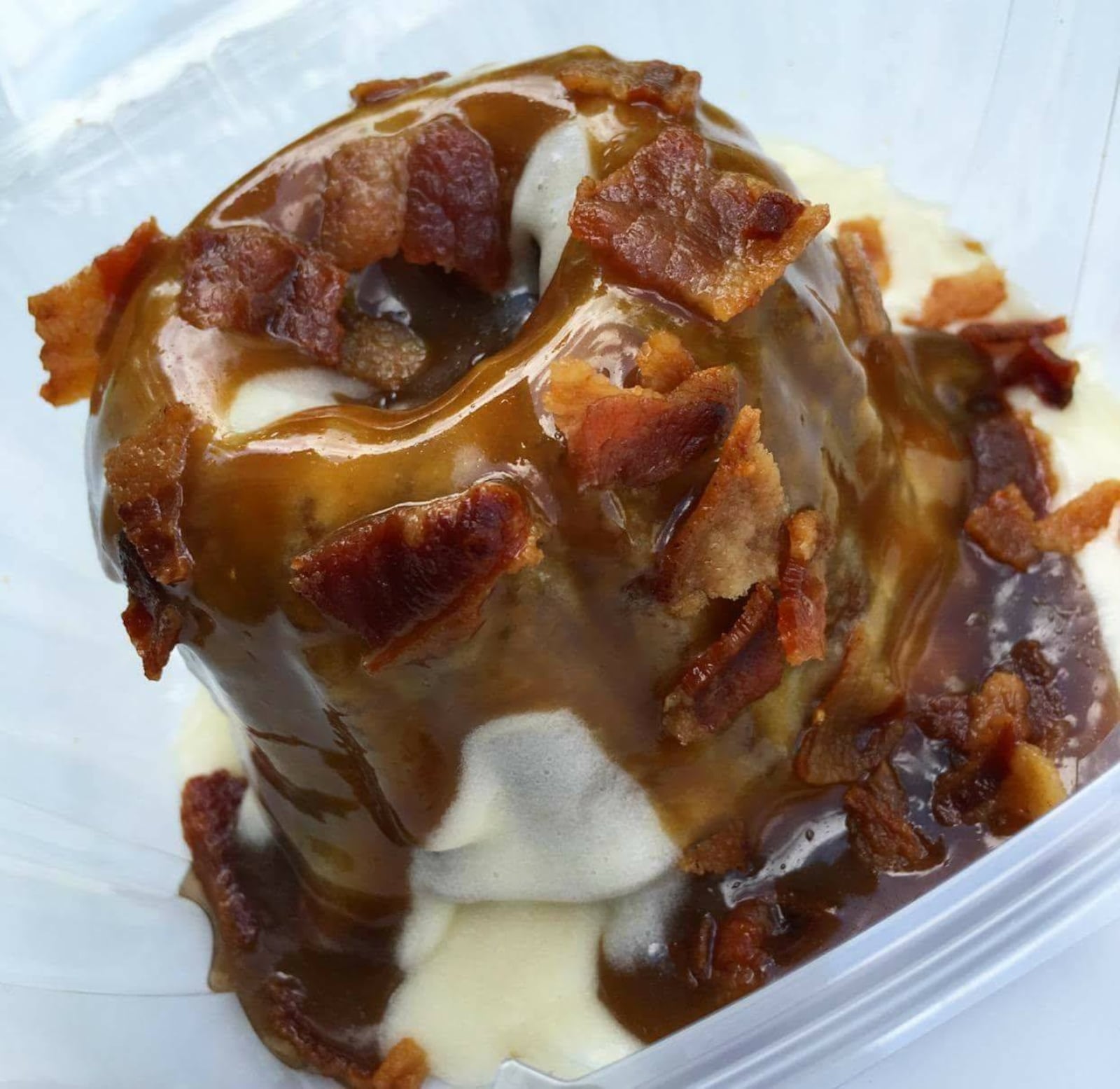 Sweet-Umms Chocolatier will serve Chocolate or White Chocolate Covered Bacon and Sweet Potato Bacon Dream Cake  during Bacon Fest 2017 at the Fraze Pavilion.