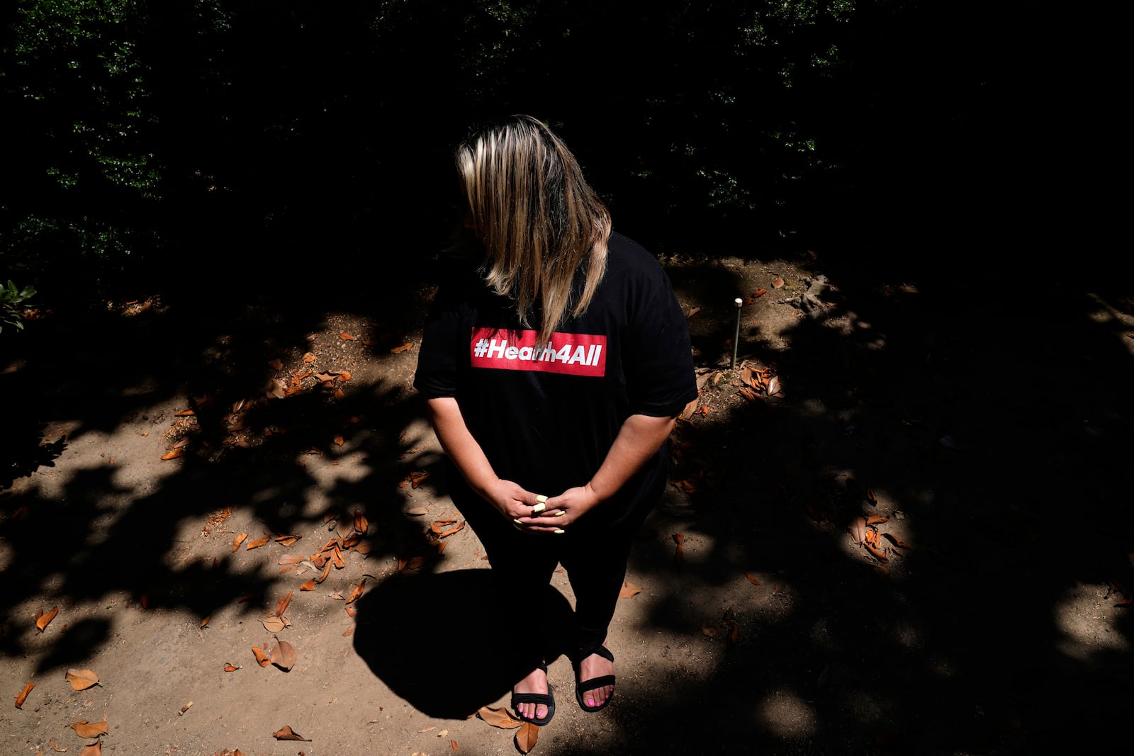 Maria, who requested to use only her first name out of fear of deportation, is photographed Thursday, June 26, 2025, in Sacramento. (AP Photo/Godofredo A. Vásquez)