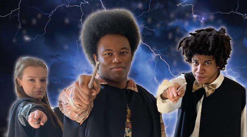 L-R: Lilly Robillard, Kasaahn Johnson and DeAndre Swann appear in Sinclair Community College's production of "Puffs." CONTRIBUTED