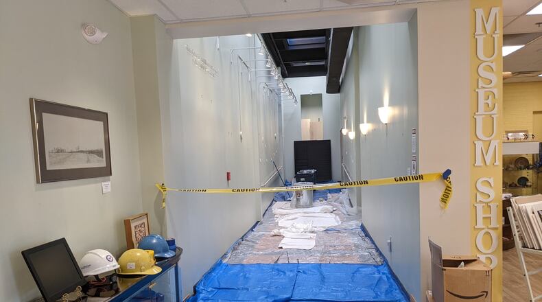 The weight of snow and ice from last week's winter storm broke through three skylights in the connector between the Warren County Historical Society's Harmon Museum and the Armstrong Event Center in Lebanon. CONTRIBUTED / HARMON MUSEUM
