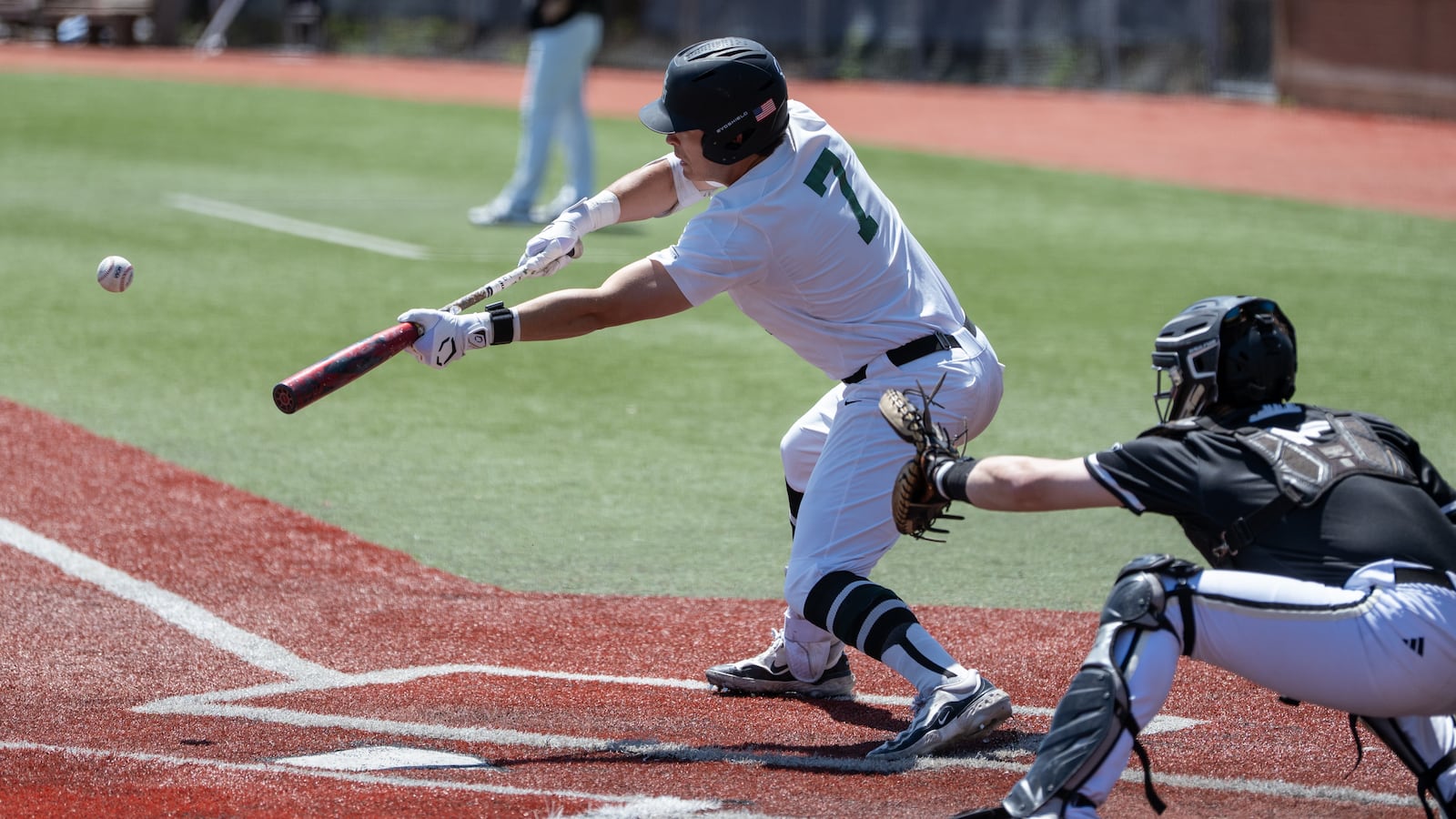 Wright State University junior and Shawnee grad Patrick Fultz bunts the ball during their game against Milwaukee on April 27 at Nischwitz Stadium. JORDAN WOMMACK / CONTRIBUTED PHOTO
