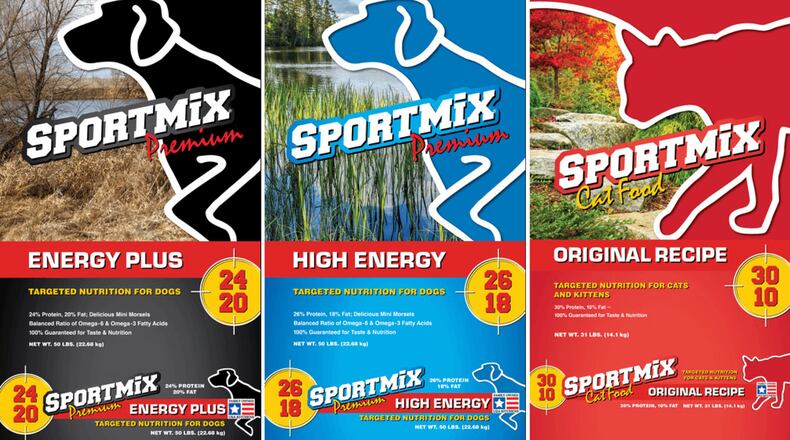 Sportmix Pet Foods due to presence of aflatoxin: Sportmix Premium Energy Plus and High Energy, and Sportmix Cat Food Original Recipe