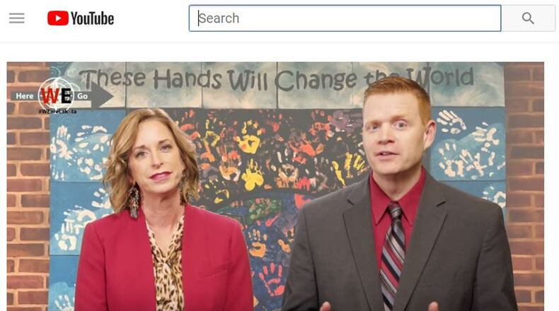 For the first time Lakota Schools — Southwest Ohio’s largest school system — are using monthly YouTube videos to highlight some of the news out of the 16,500-student district. The new, digital outreach is part of Lakota Superintendent Matt Miller’s aggressive use of new media to connect with the Butler County district’s residents. Pictured are Lakota Treasurer Jenni Logan (left) and Miller as they introduce November’s video.