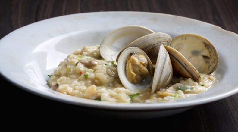 Kiss of Smoke Clam Risotto. MUST CREDIT: Photo by Deb Lindsey for The Washington Post