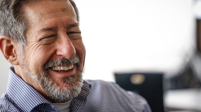 Jeff Hughes is the chief technology officer at Tenet3 in the Stratacache Towner in Dayton. JIM NOELKER/STAFF