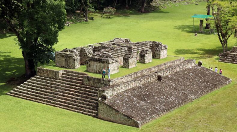 A ballcourt in the heart of the vast Copan ruins where losing the game might mean death. (Doug Hansen/San Diego Union-Tribune/TNS)