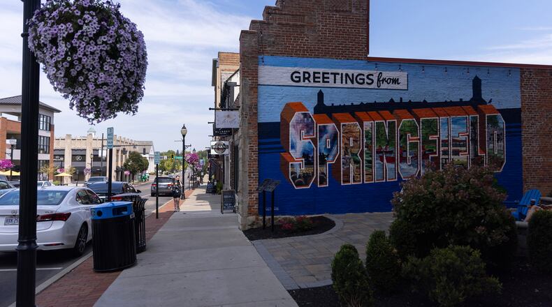FILE — A “Greetings from Springfield” mural in Springfield, Ohio, Aug. 27, 2024. Residents of the Ohio city where Donald Trump has baselessly insisted that Haitian immigrants are eating their neighbors’ pets expressed concern on Thursday, Sept. 19, 2024, after Trump publicly promised to visit in two weeks. (Maddie McGarvey/The New York Times)