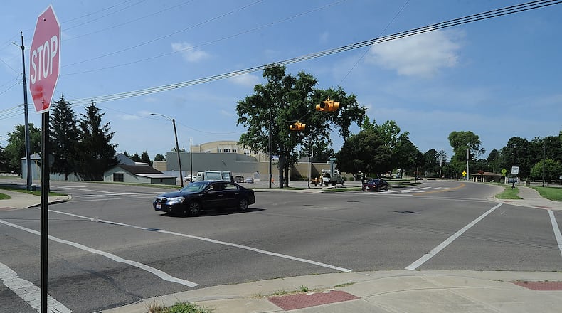 The intersection of Adams Street with Riverside Drive/Staunton Road, near Troy High School, Hobart Arena, and Riverside Cemetery in Troy will be getting a roundabout. MARSHALL GORBY\STAFF
