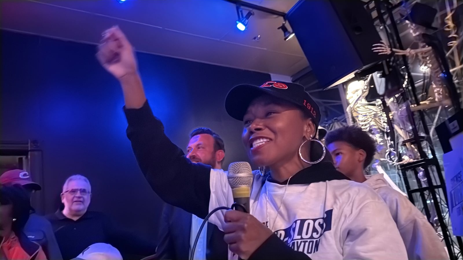 Dayton City Commissioner Shenise Turner-Sloss celebrates at a watch party at Bar Granada Tuesday, Nov. 4, 2025 after election results show she won election to mayor of Dayton.