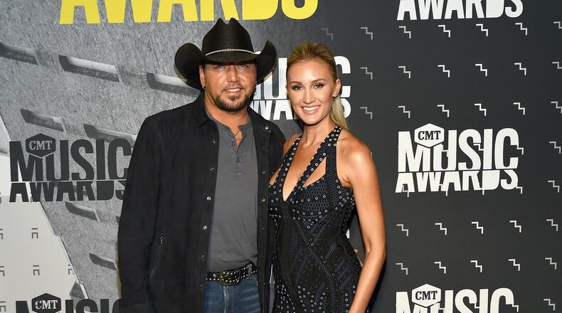 NASHVILLE, TN - JUNE 07: Singer-songwriter Jason Aldean and Brittany Kerr attend the 2017 CMT Music awards at the Music City Center on June 7, 2017 in Nashville, Tennessee. (Photo by Rick Diamond/Getty Images for CMT)