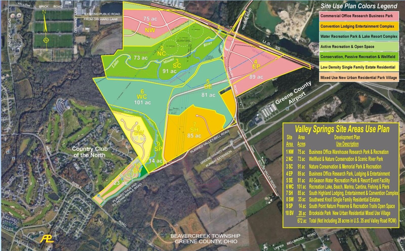 A map of approved zoning uses for the areas of Beavercreek Township south of US-35 and surrounding Trebein Road. CONTRIBUTED