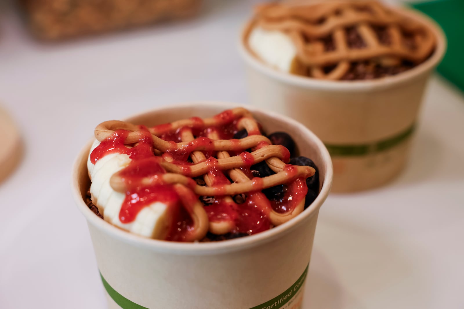 Green Farm Juicery is open on Tyler's Corner Place in West Chester Township. The location serves superfood smoothies, smoothie bowls, organic cold-pressed juices, wellness shots and more. NICK GRAHAM/STAFF
