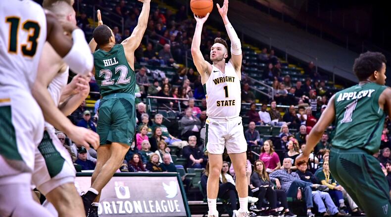 Wright State’s Bill Wampler takes a shot during Thursday night’s game vs. Cleveland State. Joseph Craven/CONTRIBUTED