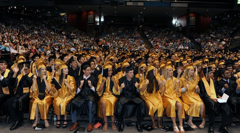 Centerville High School earned an “A” on the state report card for its 94.9 percent graduation rate, and it also ranked high for the percentage of its students who completed college degrees. CONTRIBUTED PHOTO