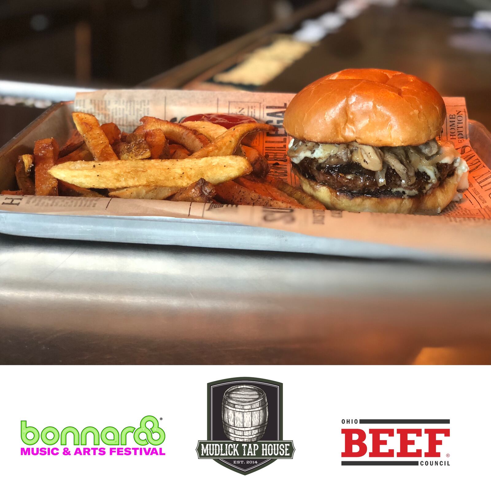 Mudlick Tap House in downtown Dayton plans to offer three burgers as part of Dayton Burger Week 2018:  its signature Black Hawk Farms wagyu beef burger,  its white bean tabbouleh burger and one created by the winner of a social media contest that comes with a pair of tickets to the Bonnaroo Music and Arts Festival.