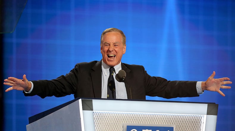 PHILADELPHIA, PA - JULY 26: Former Gov. Howard Dean (D-VT) reenacts his Iowa Caucus "Dean Scream" moment during closing remarks on the second day of the Democratic National Convention at the Wells Fargo Center, July 26, 2016 in Philadelphia, Pennsylvania. Democratic presidential candidate Hillary Clinton received the number of votes needed to secure the party's nomination. An estimated 50,000 people are expected in Philadelphia, including hundreds of protesters and members of the media. The four-day Democratic National Convention kicked off July 25. (Photo by Joe Raedle/Getty Images)