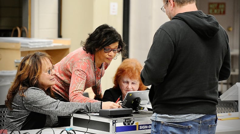 Voters were out early Tuesday, May 3, 2022, at the St.  George Episcopal Church on Far Hills Avenue. MARSHALL GORBY \STAFF
