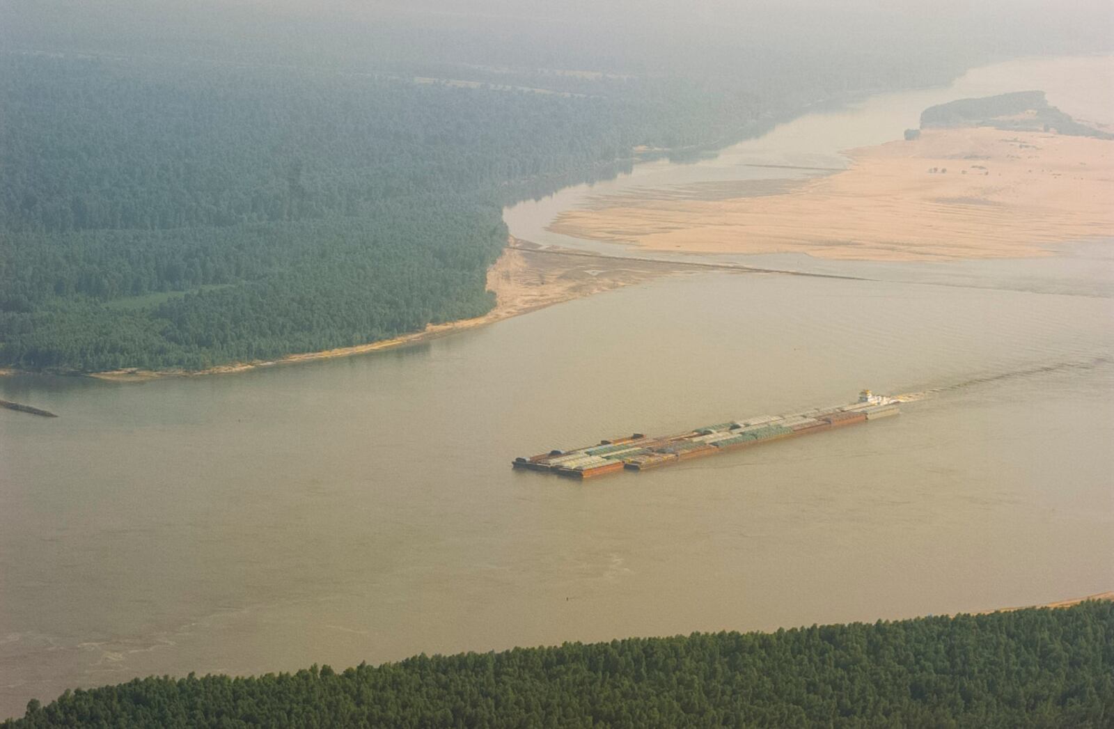 About to cross the Mississippi River, 1997.