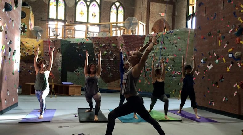 Urban Krag Climbing Center, 125 Clay St., will offer yoga classes for all fitness levels beginning in February 2016. Photo source: Urban Krag