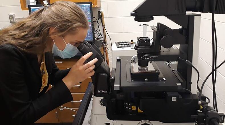 Mary Giese, a homeschooled student from Oakwood, participates in the Wright Scholar Research Assistant Program. Giese interned in the 711th Human Performance Wing, which is part of the Air Force Research Laboratory. CONTRIBUTED PHOTO