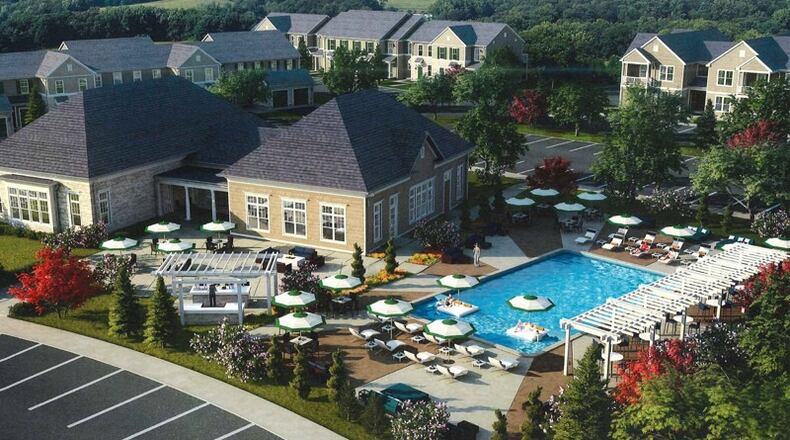 Renderings submitted to the Sugarcreek Twp. zoning commission shows plans for residential housing near the Cornerstone Development in Centerville. CONTRIBUTED