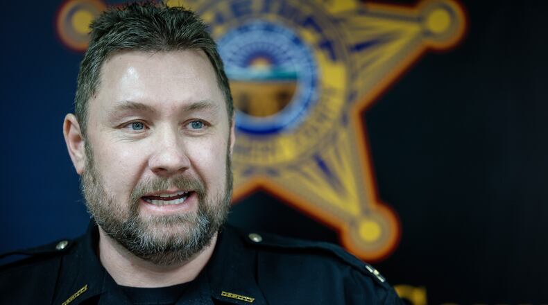 Montgomery County Sheriff's Office Captain Andy Flagg talks at a press conference about the connection of impaired driving and fatal crashes. JIM NOELKER/STAFF