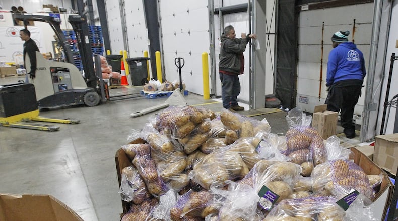 A pallet of potatoes on the dock. The Foodbank, Inc. in Dayton has been named number two food bank in the nation using Charity Navigator’s rating system. 24/7 Wall Street wrote an article on it, which has also been picked up by MSN. TY GREENLEES / STAFF