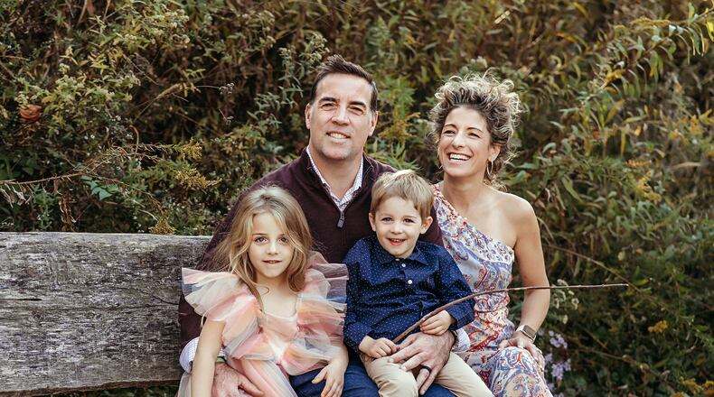 The Perrich family in 2022 L-R Front Merrit, age 5 and Macklan, age 3; rear Mike and Emily.