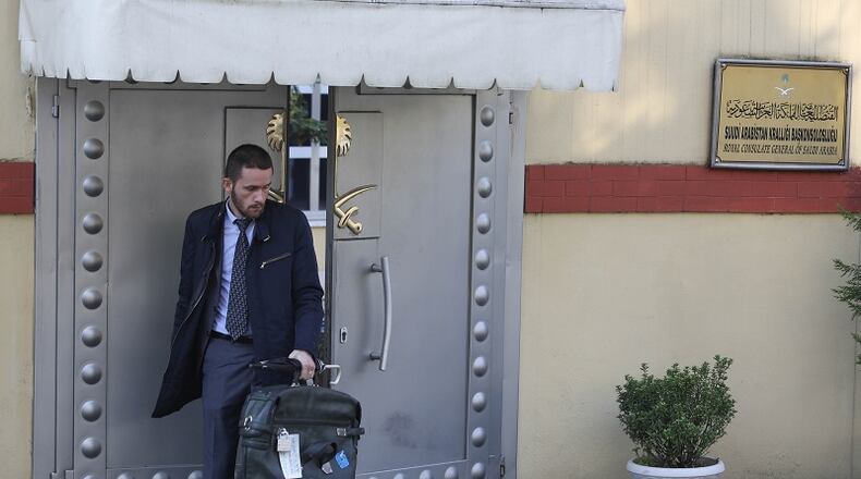 A man leaves Saudi Arabia’s consulate on Oct. 12 in Istanbul, Turkey. Fears are growing over the fate of missing journalist Jamal Khashoggi after Turkish officials said they believe he was murdered inside the Saudi consulate. Saudi consulate officials have said that missing writer and Saudi critic Jamal Khashoggi went missing after leaving the consulate, however the statement directly contradicts other sources including Turkish officials. Jamal Khashoggi a Saudi writer critical of the Kingdom and a contributor to the Washington Post was living in self-imposed exile in the U.S. (Photo by Getty Images)