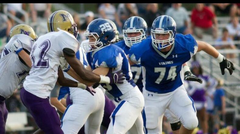 Miamisburg High School offensive lineman Cody Lamb (74) has verbally committed to the University of Cincinnati. CONTRIBUTED PHOTO