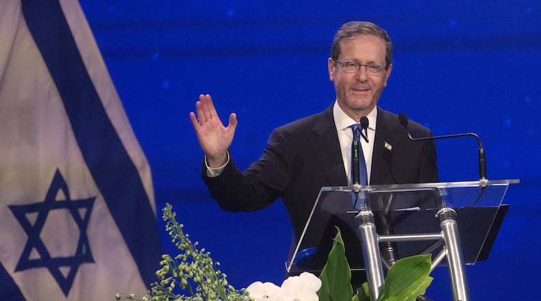 Israeli President Isaac Herzog speaks at a Jewish community event in Melbourne, Thursday, Feb. 12, 2026. (AP Photo/Asanka Brendon Ratnayake)