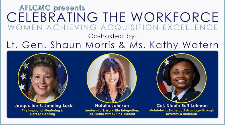 Graphic for Air Force Life Cycle Management Center’s “Celebrating the Workforce: Women Achieving Acquisition Excellence" Event. The virtual event was held Aug. 17. U.S. AIR FORCE GRAPHIC/JIM VARHEGYI