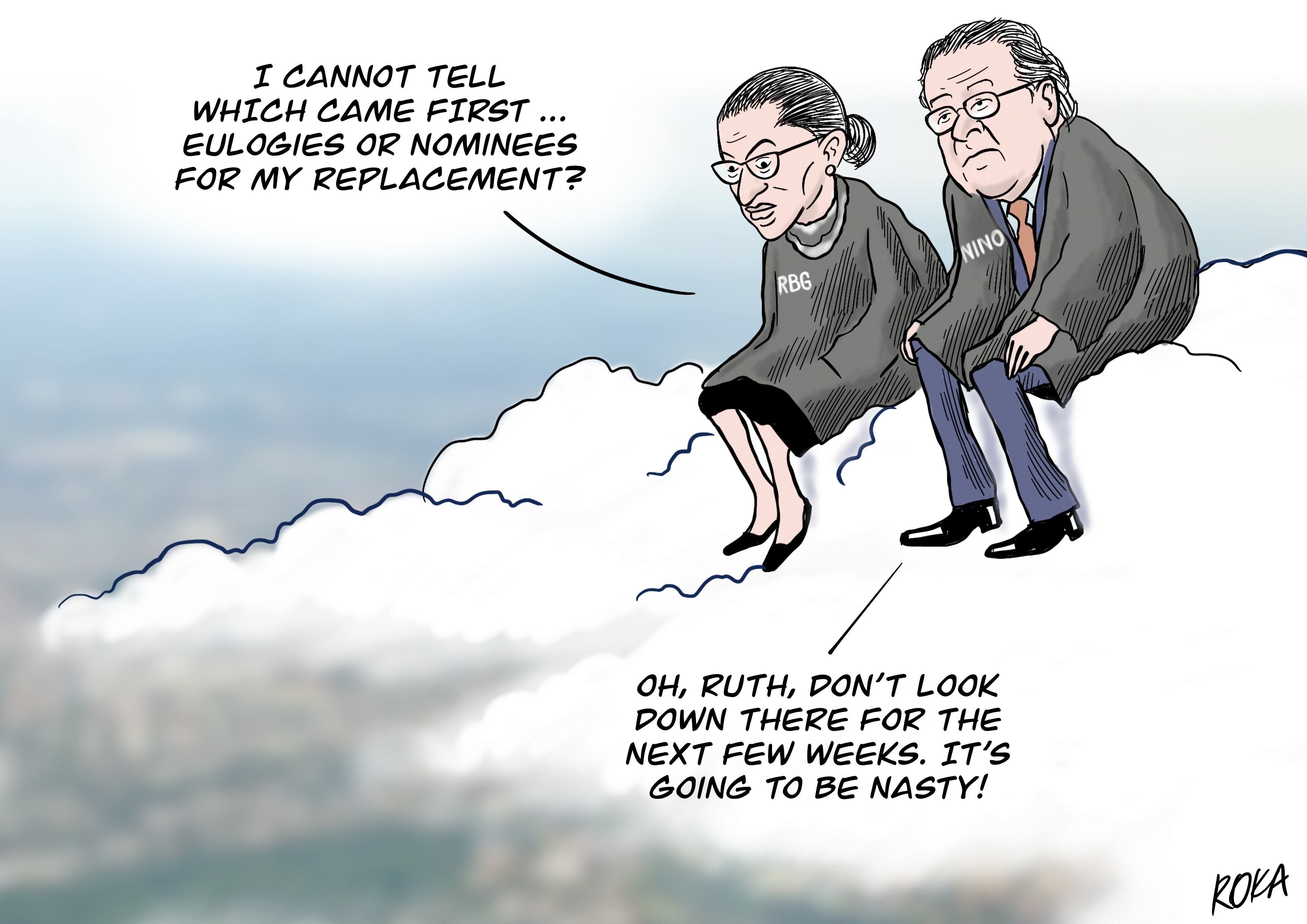 Justice Antonin Scalia and Justice Ruth Bader Ginsburg cartoon