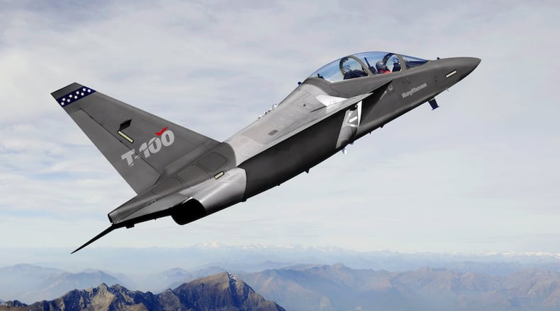 In the T-100, pilots are immersed in a realistic and complex training environment with next-generation avionics, leading edge pilot vehicle interface and the in-flight capability to simulate tactical scenarios, sensors and weapons. Photo courtesy of Raytheon