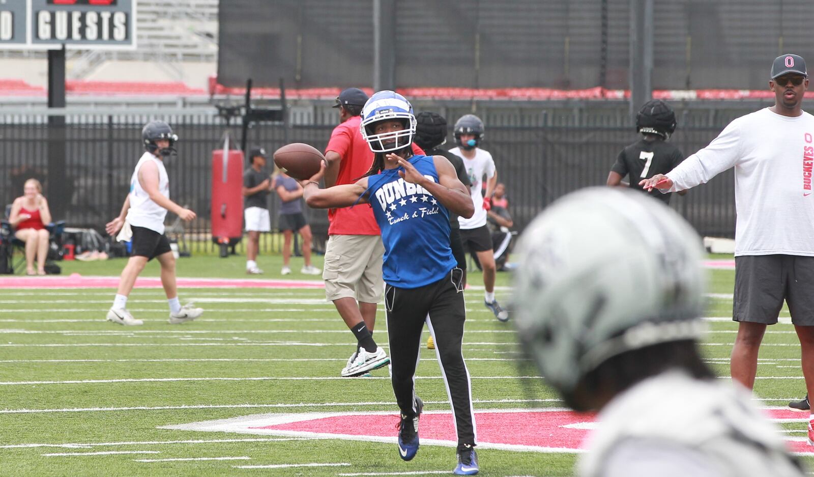 Dunbar quarterback A'Daunis Davis at Ohio State Football 7 on 7 in Columbus, June 16, 2025.