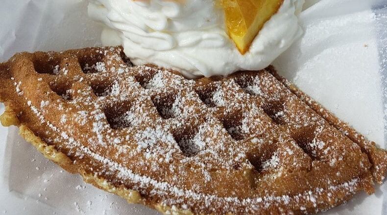 The Drunken Waffle’s Mimosa Waffle from a recent Battle of the Breakfast event featuring a vanilla orange waffle, topped with whipped cream and drizzled with a mimosa maple syrup. Contributed photo.