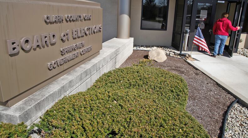A voter enters the Clark County Board of Elections to cast his early vote Tuesday, March 12, 2024. BILL LACKEY/STAFF
