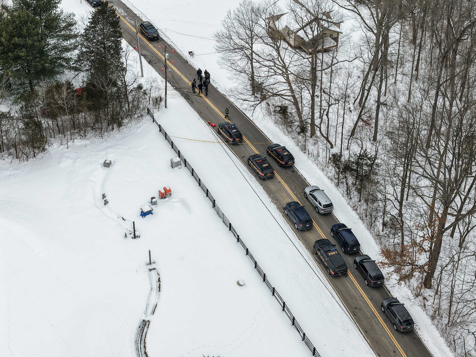 A Butler County sheriff's deputy was taken to the hospital after officials said he was stabbed in the back while responding to a call in Madison Twp. on Myers Road. Nick Graham/Drone photo
