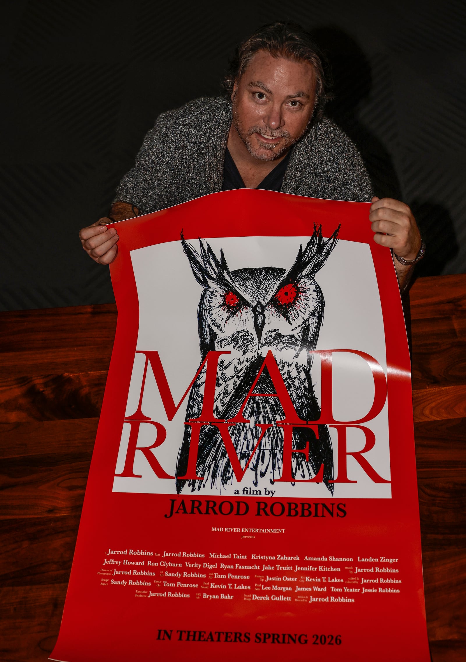 Mad River Entertainment owner Jarrod Robbins in COhatch Springfield on Friday, March 13, 2026, in Springfield. He's produced short films for 20+ years and is hosting premieres for his upcoming feature film "Mad River" in April. JOSEPH COOKE/STAFF