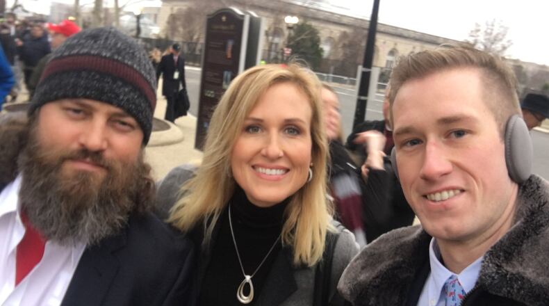 Clayton Councilman Kenneth Henning (right) attended the inauguration of President Donald Trump on Friday and met Duck Dynasty star Willie Robertson and his wife, Korie. CONTRIBUTED