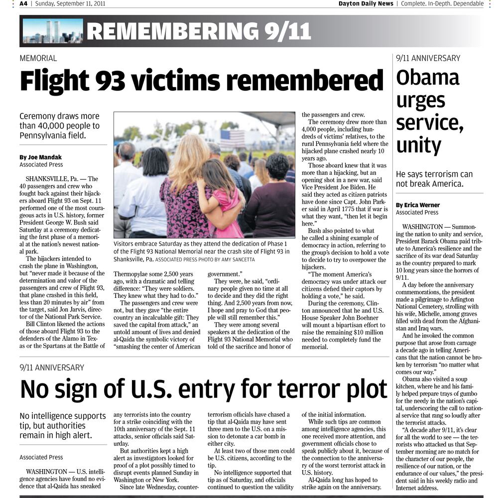 Sept. 11, 2011: A4 Dayton Daily News