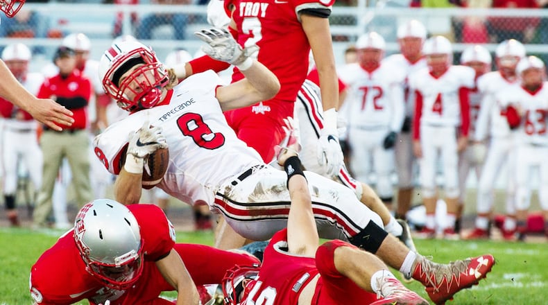 Troy plays Tippecanoe in a football game at Troy Memorial Stadium in this file photo. Contributed Photo by Bryant Billing