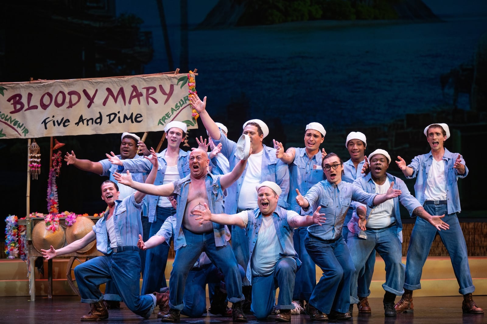 The cast of Dayton Opera and Wright State University's production of "South Pacific" proclaim "There is Nothing Like a Dame." PHOTO BY SCOTT ROBBINS