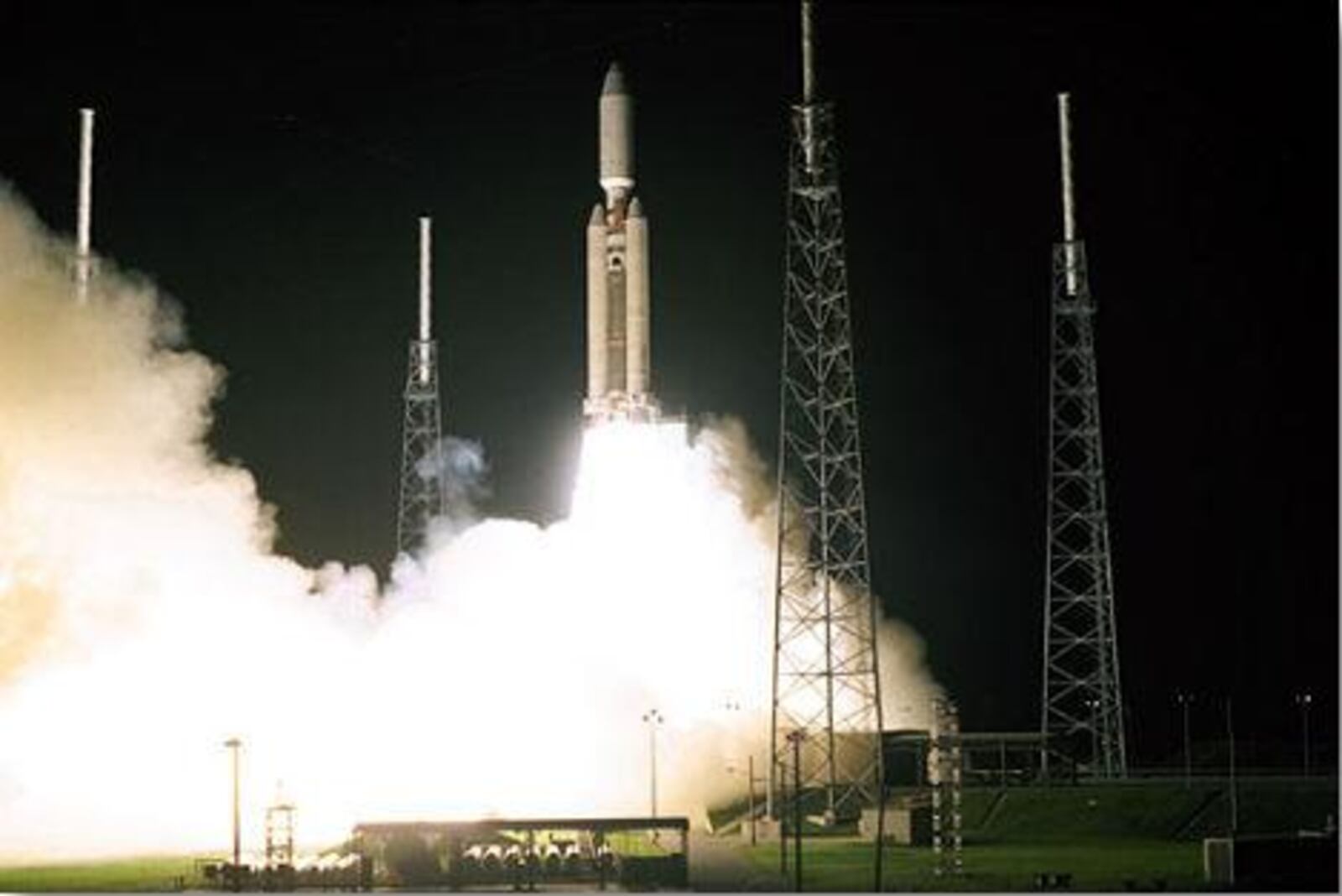 Launch of the Cassini-Huygens mission to Saturn atop a Titan IVB Centaur launch vehicle in 1997.  NASA/JPL