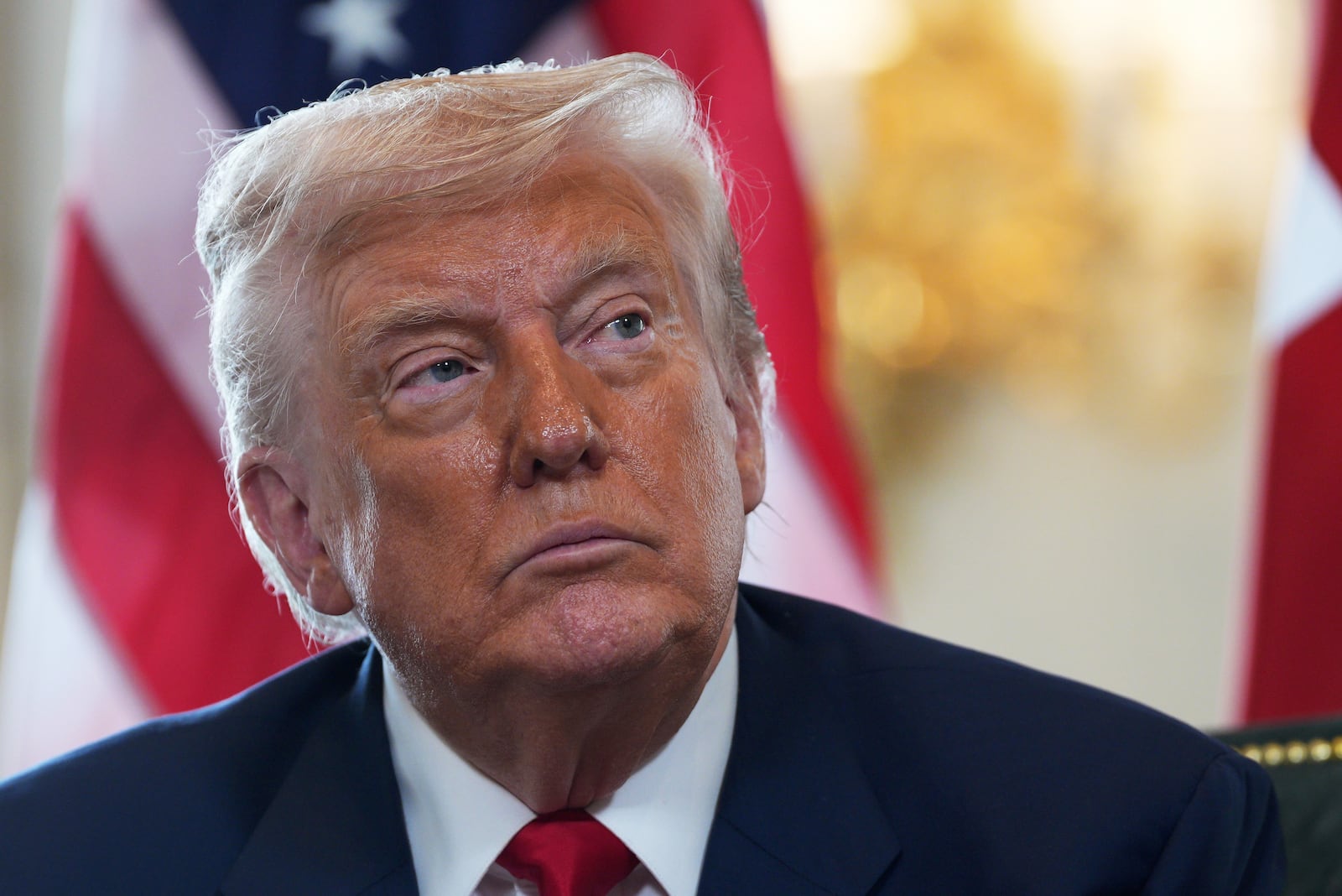 President Donald Trump meets with Britain's Prime Minister Keir Starmer at Trump Turnberry golf club on Monday, July 28, 2025 in Turnberry, Scotland. (Christopher Furlong/Pool Photo via AP)