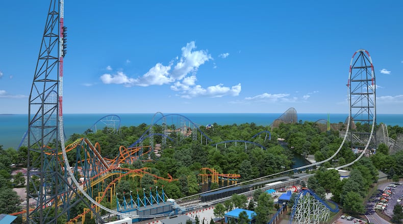 Top Thrill 2 will have two 420-foot towers and reach speeds of 120 miles per hour. CONTRIBUTED