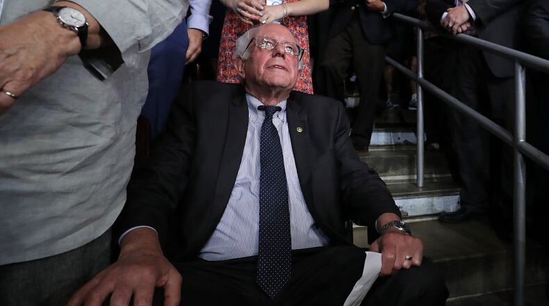 PHILADELPHIA, PA - JULY 26: Sen. Bernie Sanders attends roll call on the second day of the Democratic National Convention at the Wells Fargo Center, July 26, 2016 in Philadelphia, Pennsylvania. An estimated 50,000 people are expected in Philadelphia, including hundreds of protesters and members of the media. The four-day Democratic National Convention kicked off July 25. (Photo by Chip Somodevilla/Getty Images)